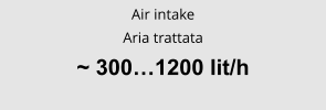 Air intake Aria trattata ~ 300…1200 lit/h